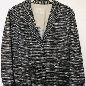 LOFT Linen Striped Blazer Jacket | 6